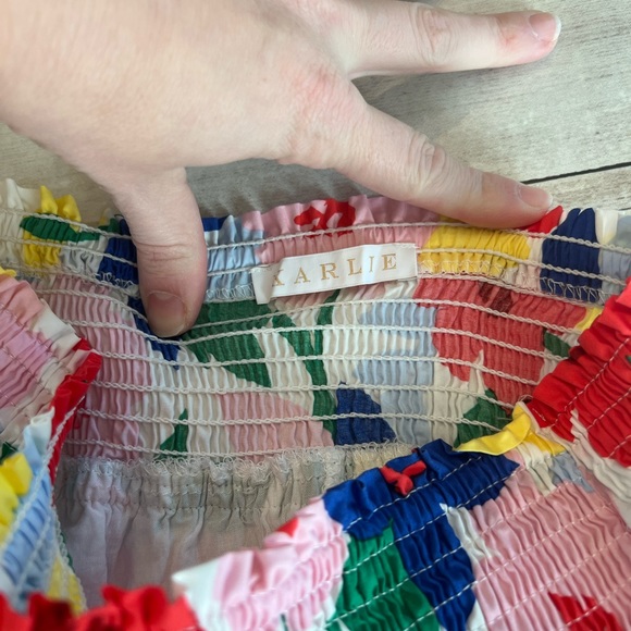 KARLIE FLORAL SMOCKED SKORT - Picture 4 of 5